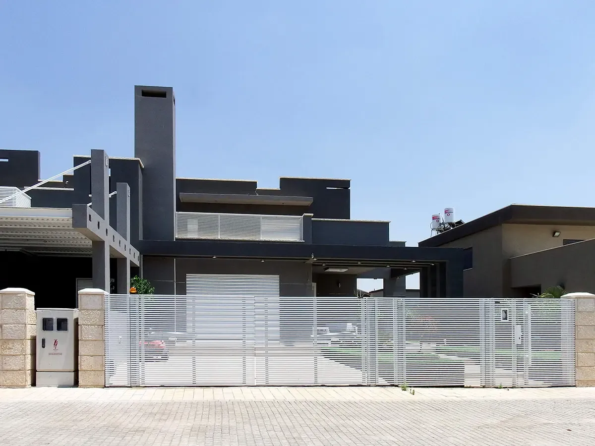 White hi-tech aluminum driveway gate