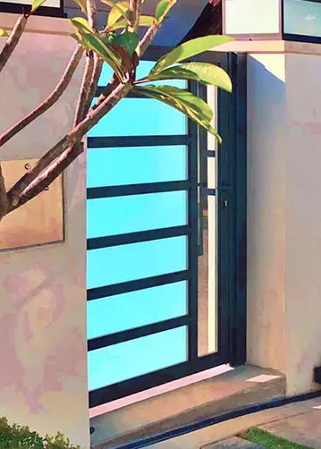 White laminated aluminum gate