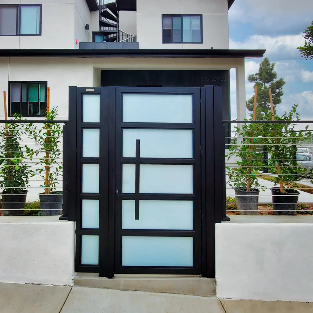 Aluminum glass gate, Mulholland brand, gates and fences, Mulholland gates