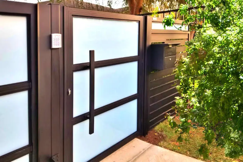 brown aluminum glass pedestrian
