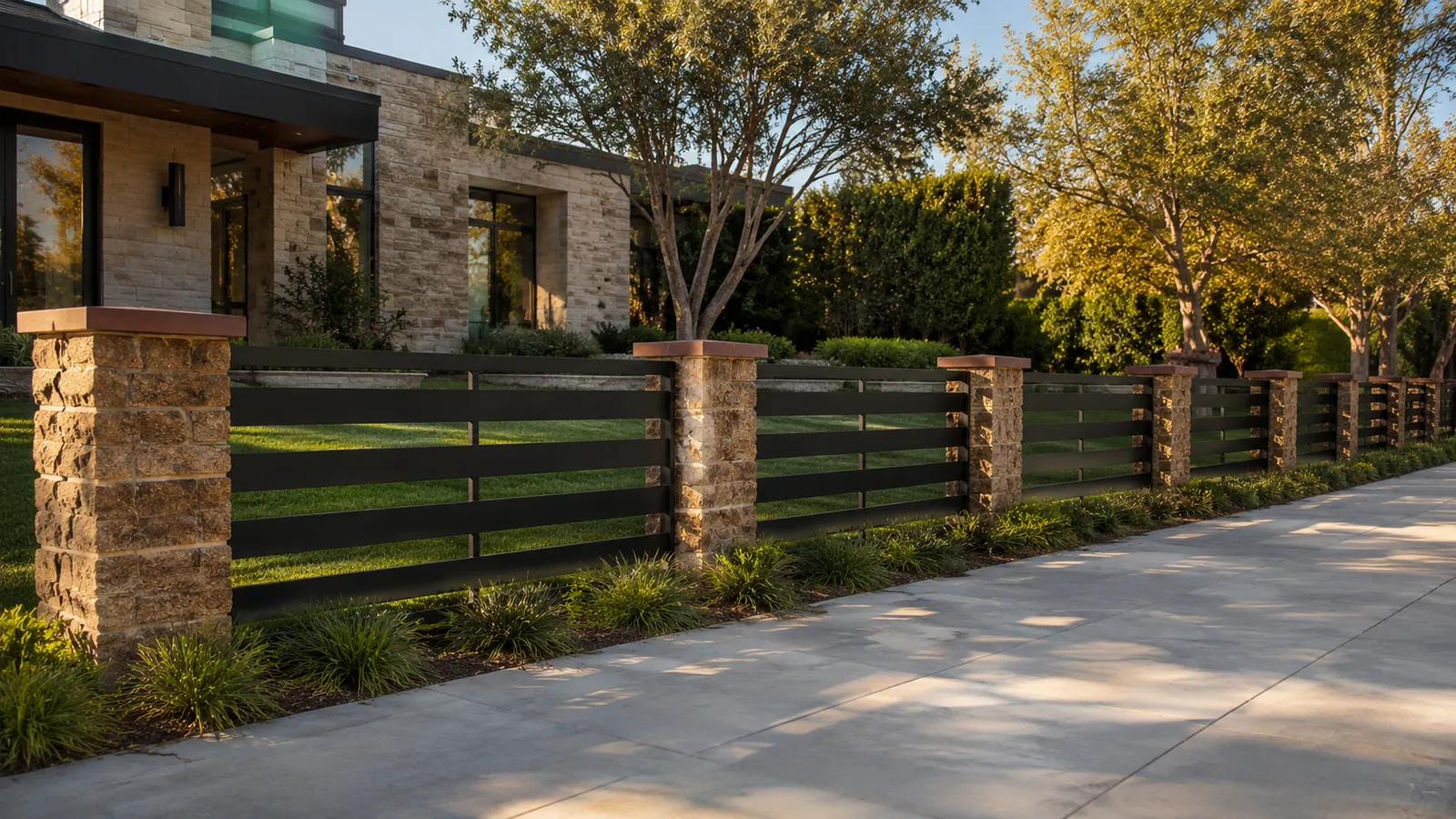 Classic 48 aluminum fencing, Horizontal, completed installation