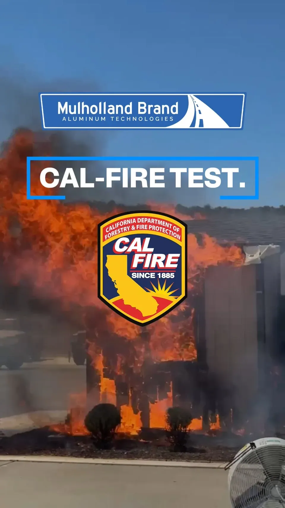 CAL FIRE's Zone-Zero burn test: flame against a test structure