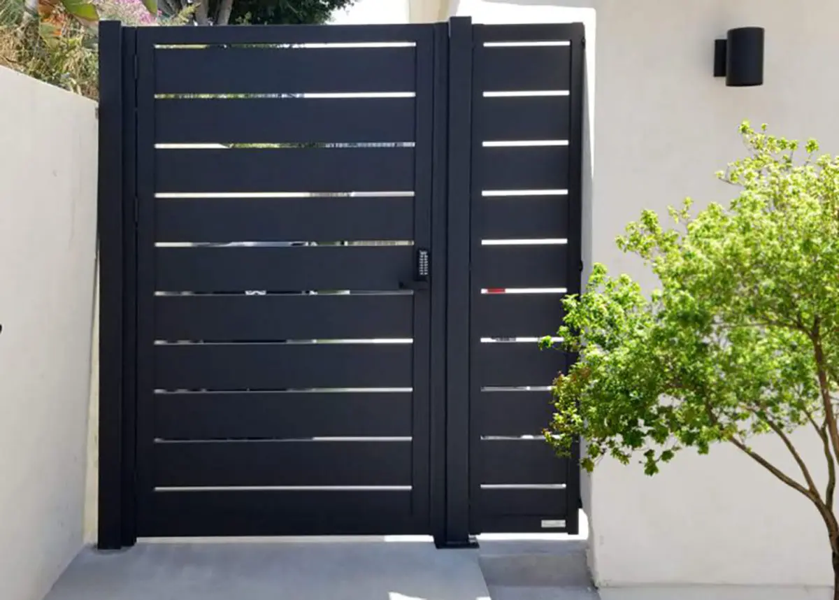Black specialty aluminum entry gate steel