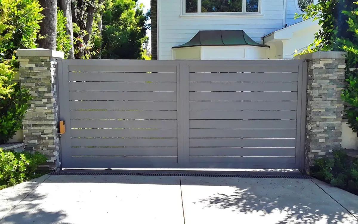 Grey Specialty aluminum driveway gate steel