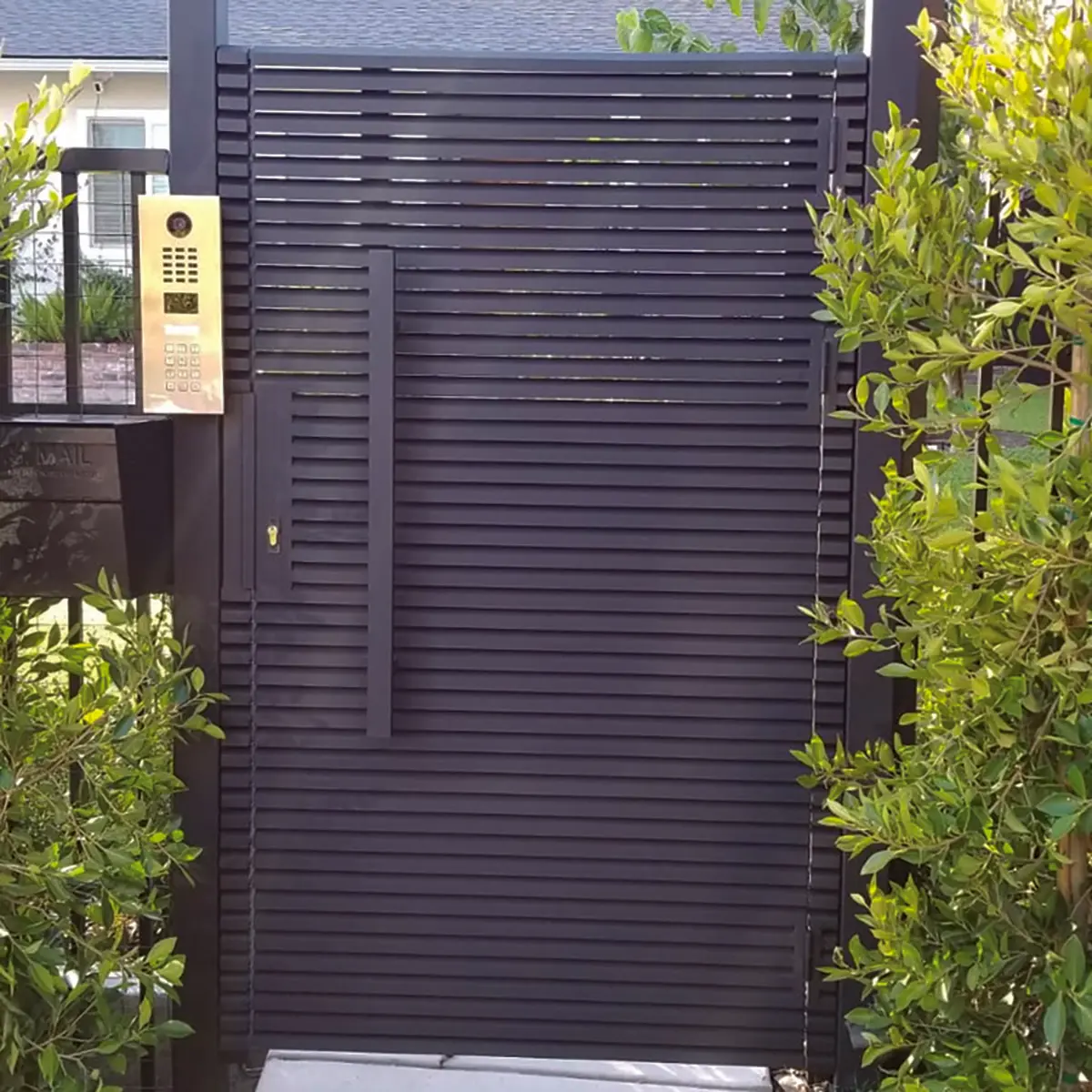 Black Hi-Tech Aluminum entry gate with keypad