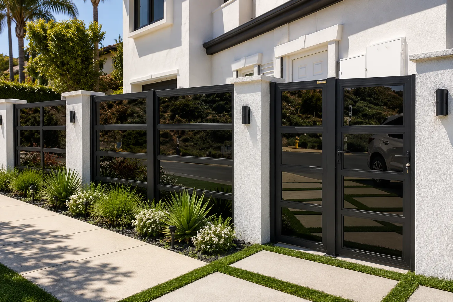 Glass Series aluminum fencing, Black Glass, completed installation