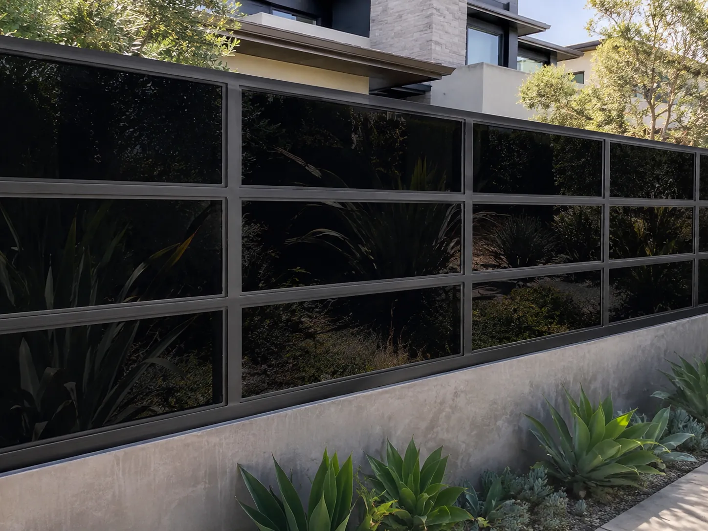 Glass Series aluminum fencing, Black Glass, completed installation