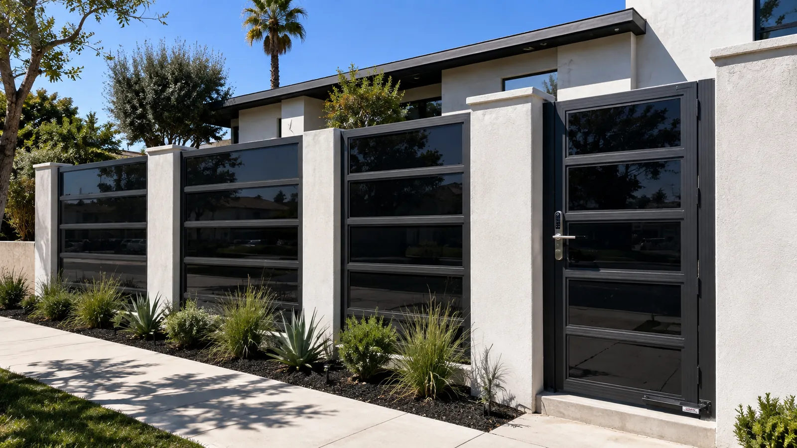 Glass Series aluminum fencing, Black Glass, completed installation
