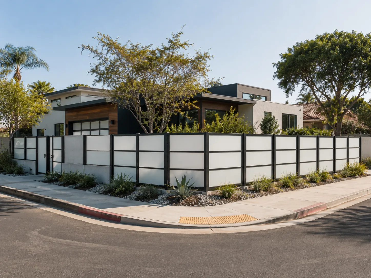 Glass Series aluminum fencing, White Glass, completed installation