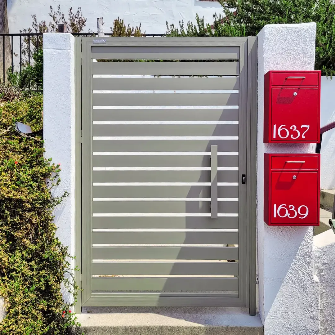 Grey Profile 24 Pedestrian Gate, installed by Mulholland Brand