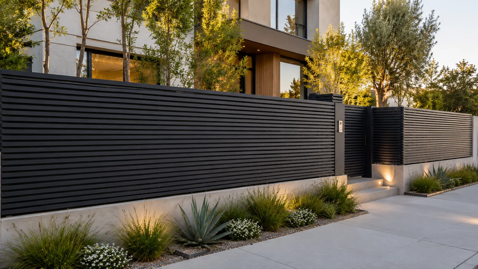 Hi-Tech aluminum fencing, 45° Angle, completed installation