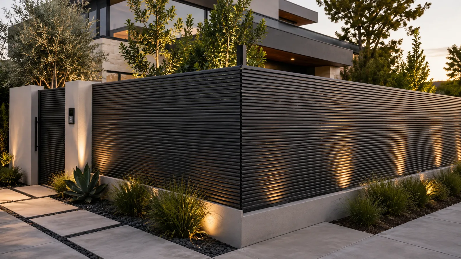 Hi-Tech aluminum fencing, 45° Angle, completed installation