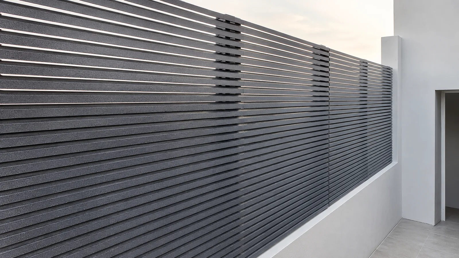 Hi-Tech aluminum fencing, 45° Angle, completed installation