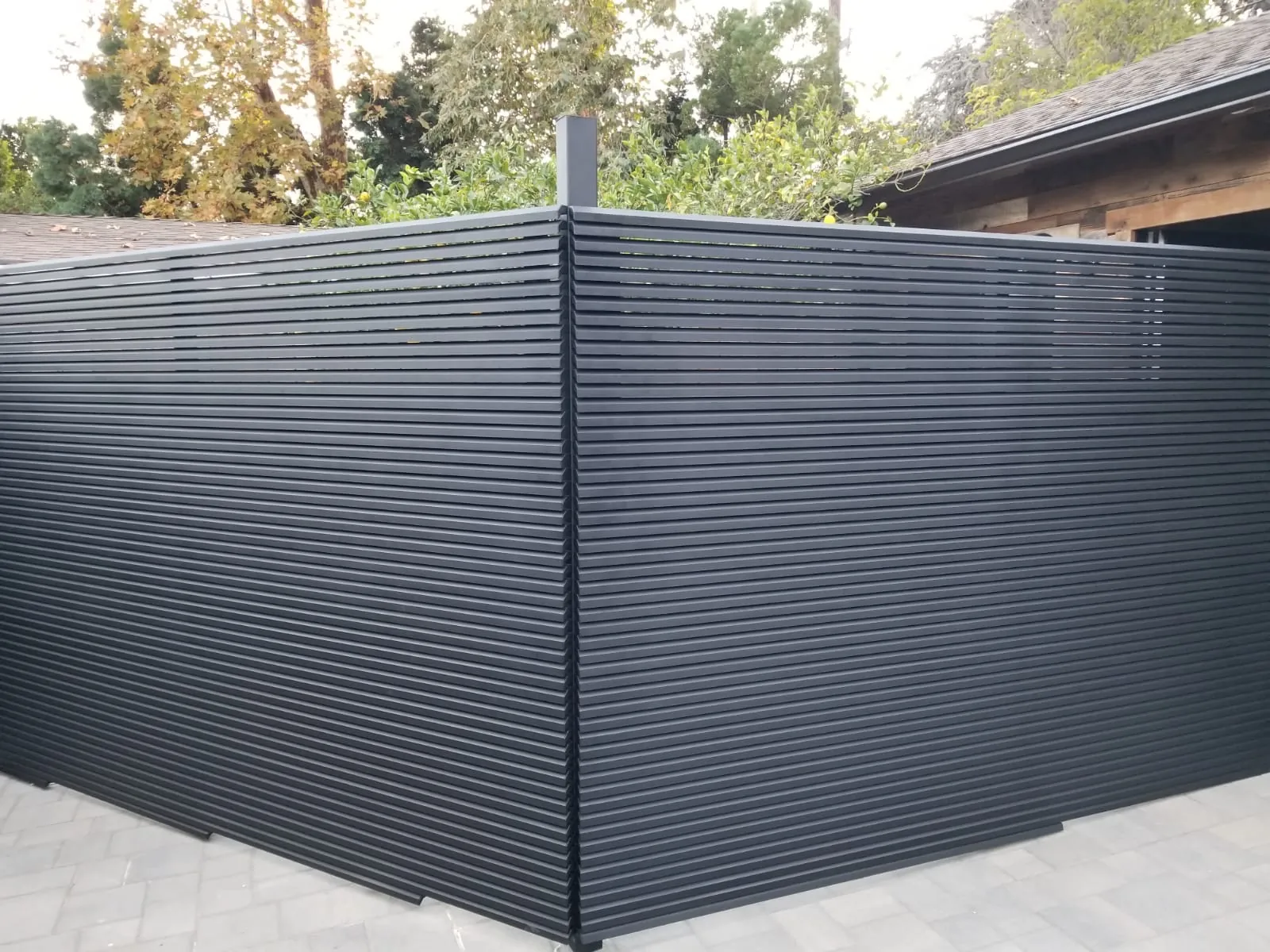 Hi-Tech aluminum fencing, 45° Angle, completed installation