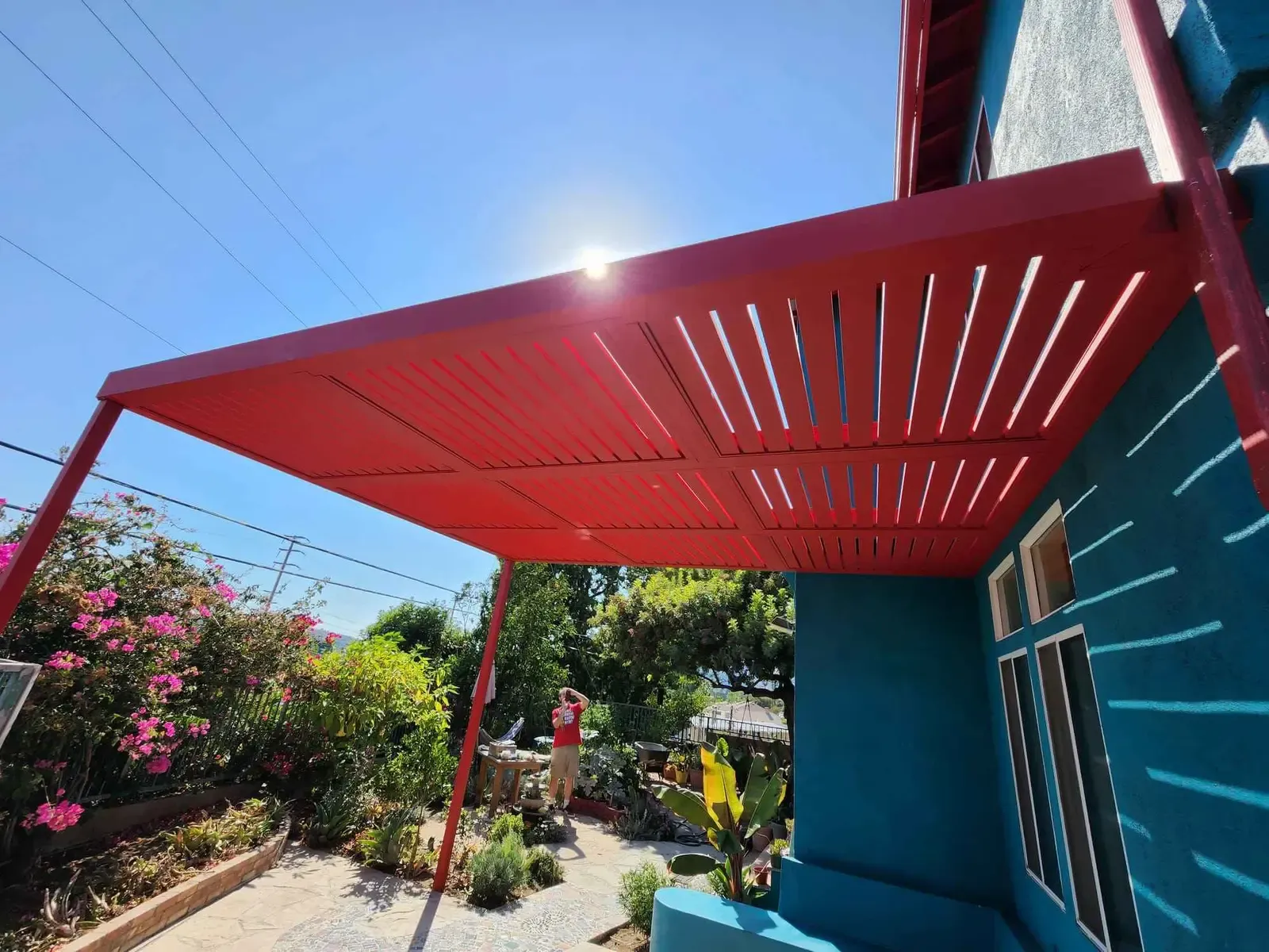 red modern pergola new design
