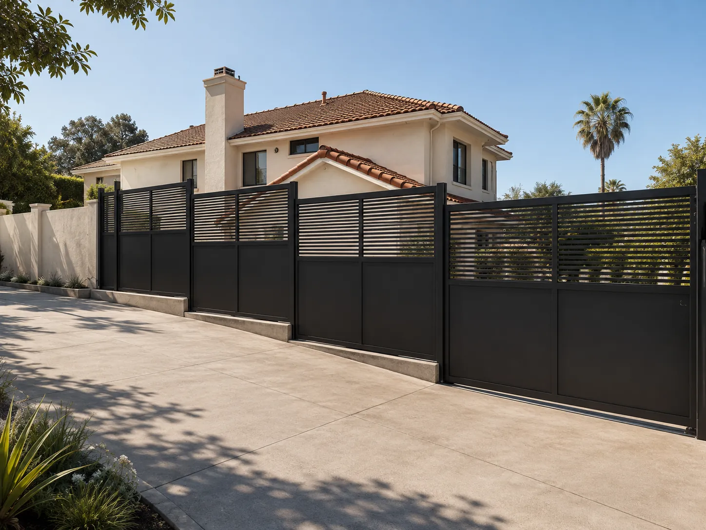 Profile 24 aluminum fencing, Mixed 24, completed installation