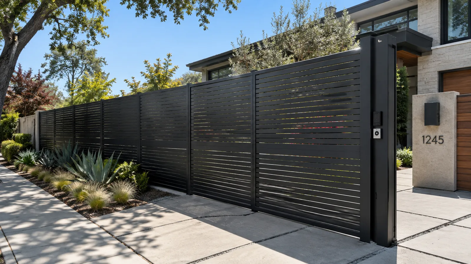 Profile 24 aluminum fencing, Mixed 24, completed installation