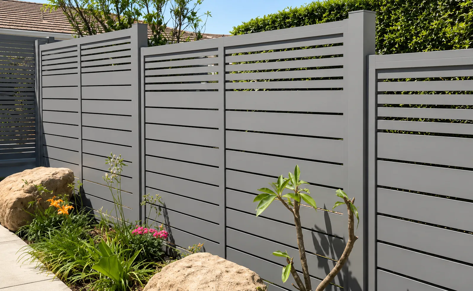 Profile 24 aluminum fencing, Mixed 24, completed installation