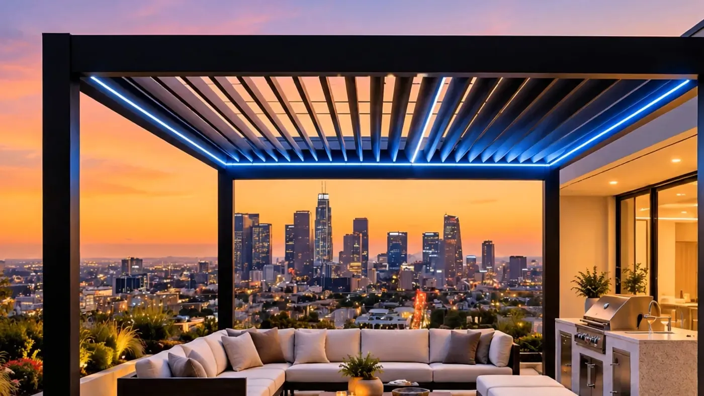 Pergolas — custom aluminum by Mulholland Brand, installed across Southern California