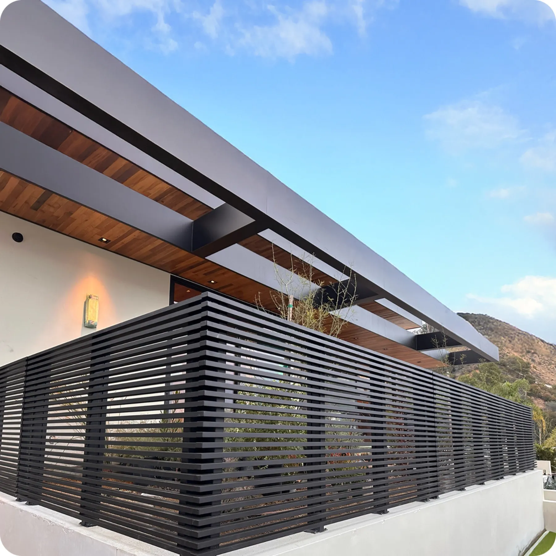 Black Hi-Tech railing installed by Mulholland Brand
