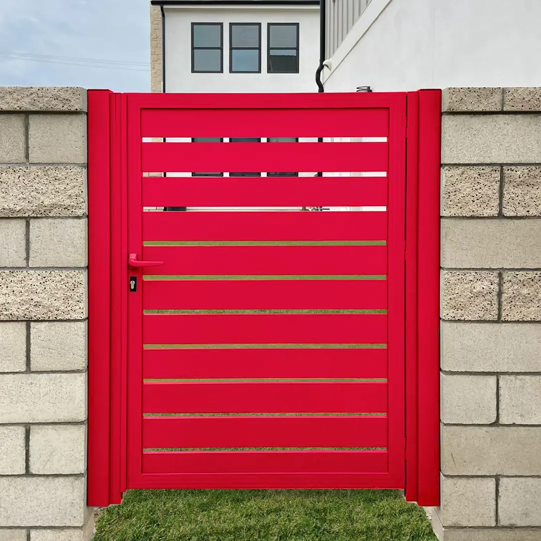Red Profile 24 Pedestrian Gate, installed by Mulholland Brand