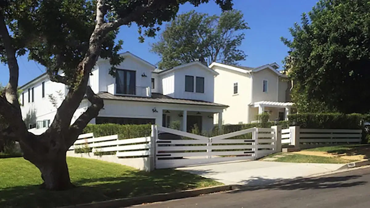 White wood driveway gate