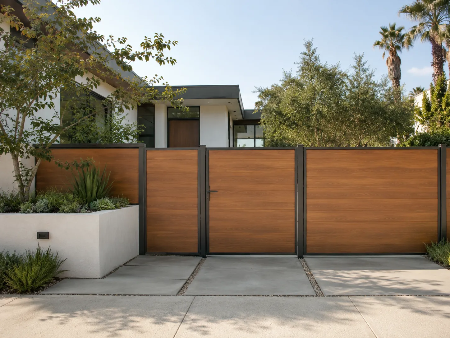 Wood-Like aluminum fencing, Cedar, completed installation