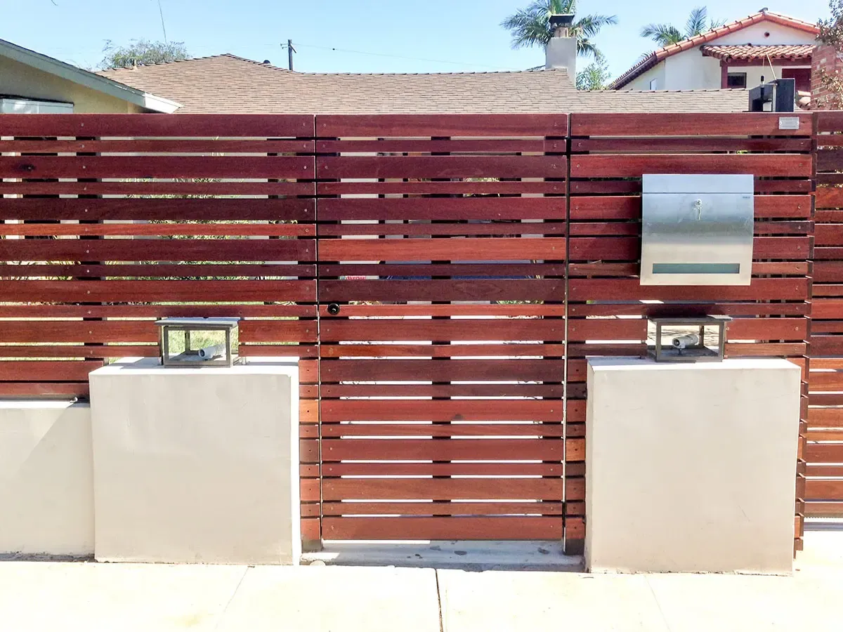 Horizontal slated wood fence