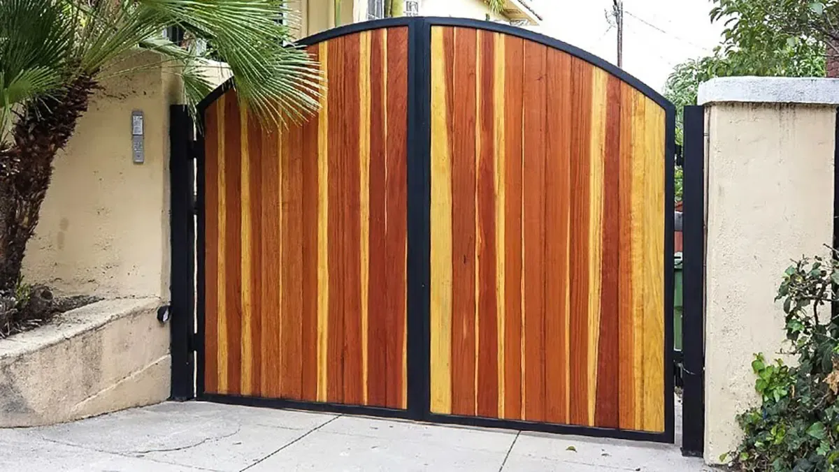 Wood Driveway Gate with keypad entry