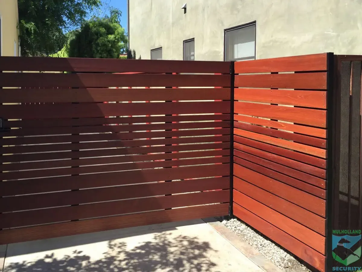 Horizontal Slated Wood corner fence