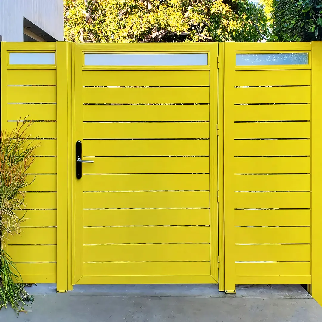 Yellow Profile 24 Pedestrian Gate and Fencing, installed by Mulholland Brand