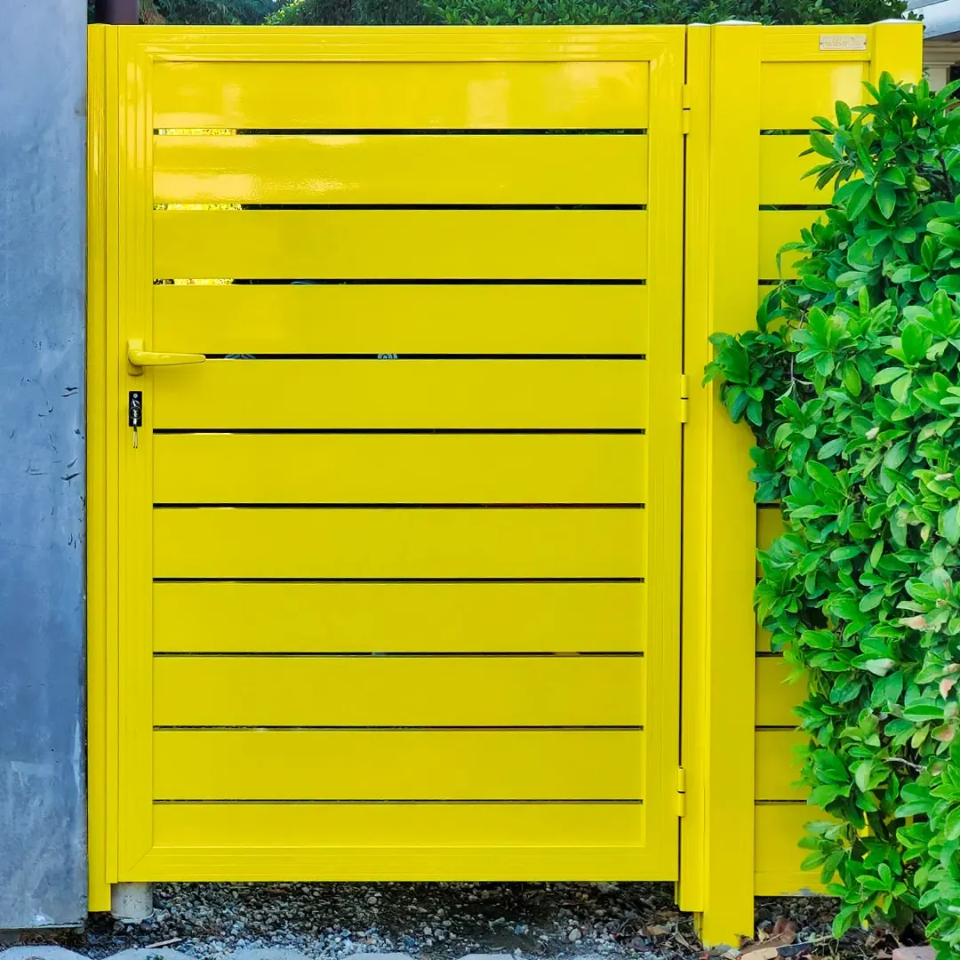 Yellow Profile 24 Pedestrian Gate, installed by Mulholland Brand