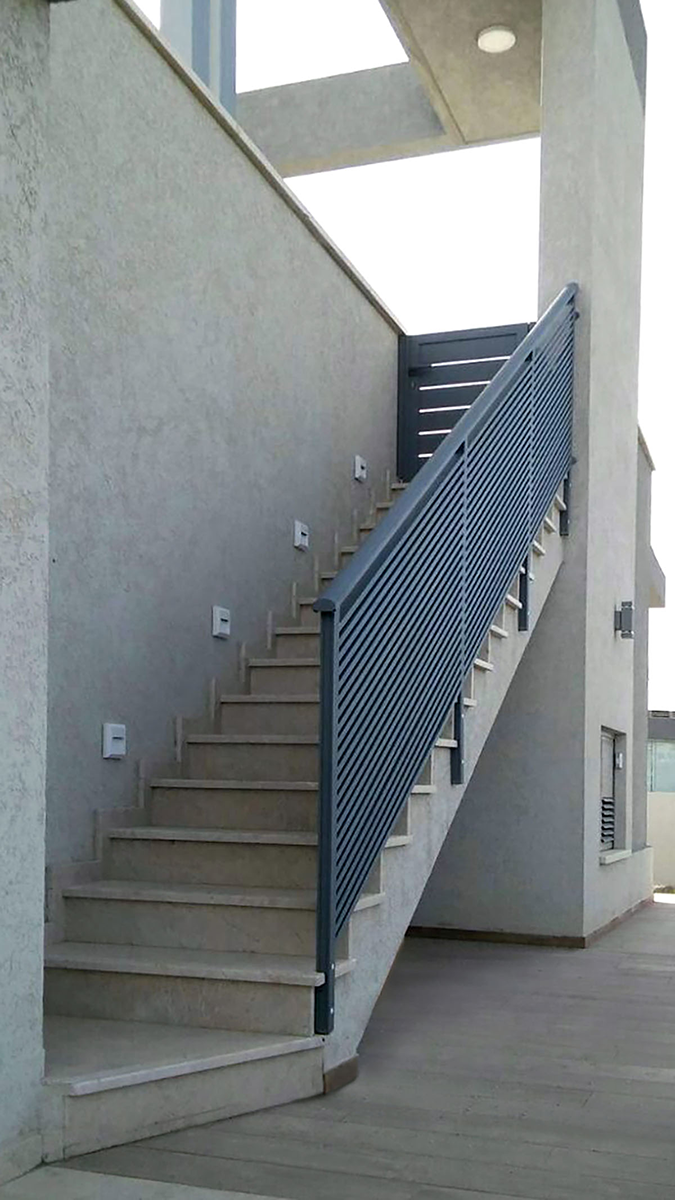 Black aluminum stair railing