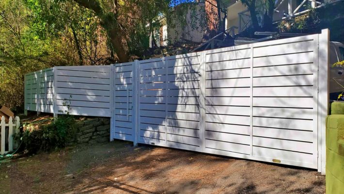 White Specialty aluminum driveway gate
