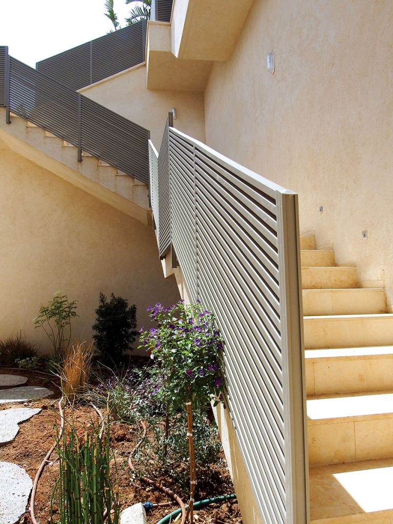 White aluminum stair railing