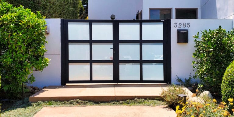 Aluminum glass gate, Mulholland brand, gates and fences, Mulholland gates