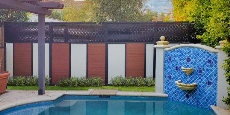 Fence Panel Combo of Wood-like, Solid aluminum and Mixed Profile 24