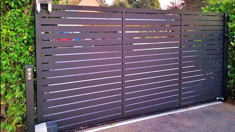 Black specialty aluminum driveway gate