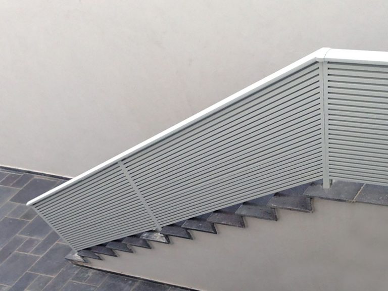 White aluminum stair railing