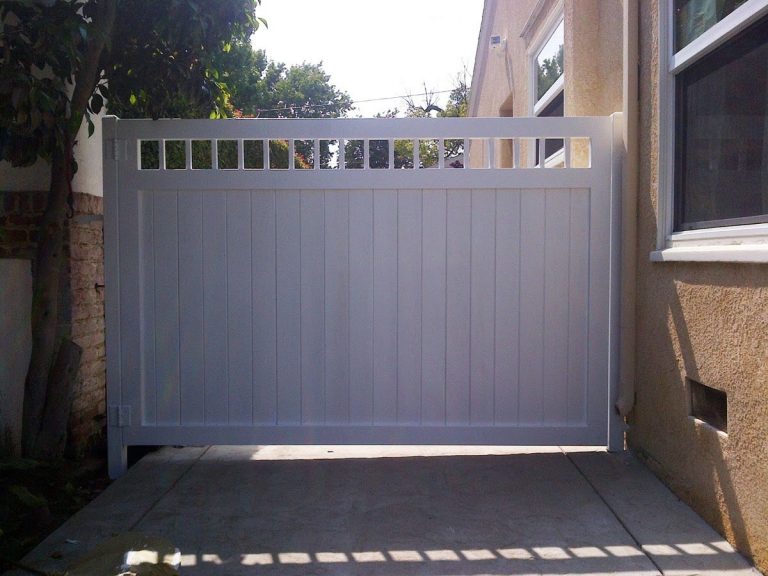White wood side entry gate