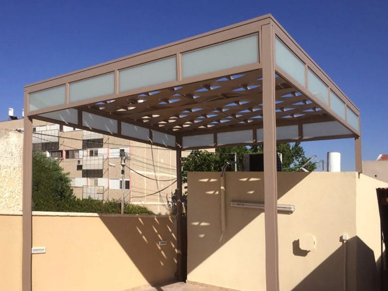Tan woven pergola