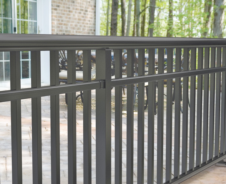 traditional wrought iron look of aluminum fence