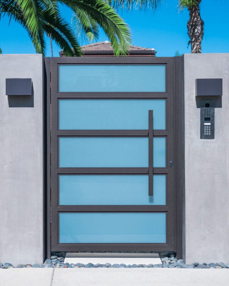 Aluminum glass gate, Mulholland brand, gates and fences, Mulholland gates
