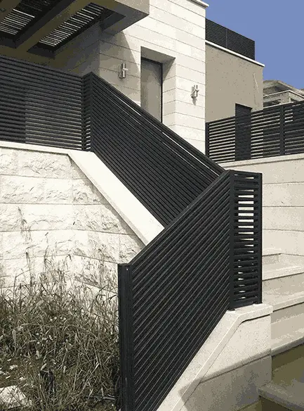 Black aluminum stair railing