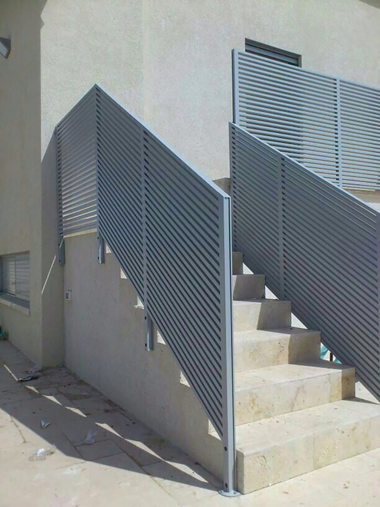 Gray aluminum stair railing