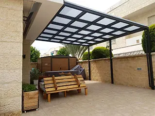 Black Hi-Tech Pergola with Glass