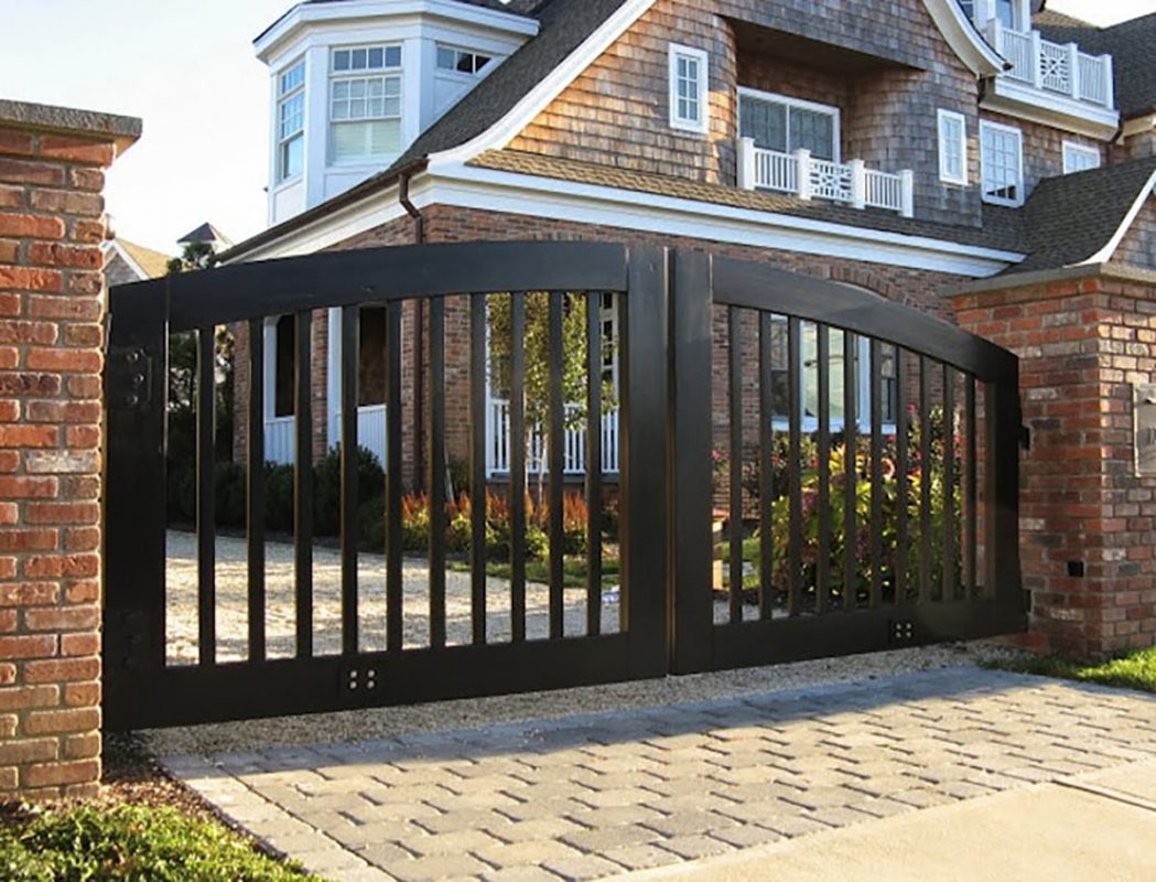 Vertical Slated Wood Driveway Gate