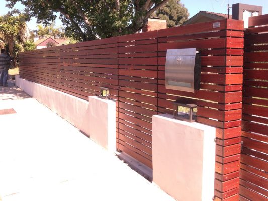 Horizontal slated wood fence