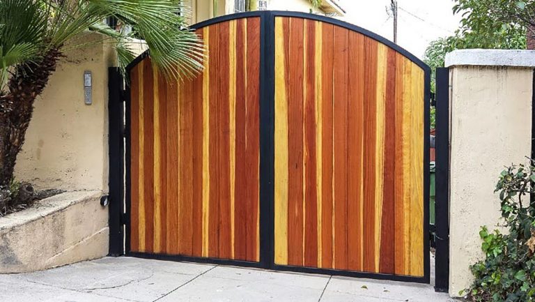 Wood Driveway Gate with keypad entry