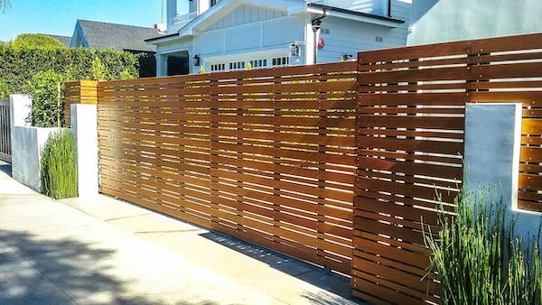 Ironwood fence and gate fabricated and installed by Mulholland Brand